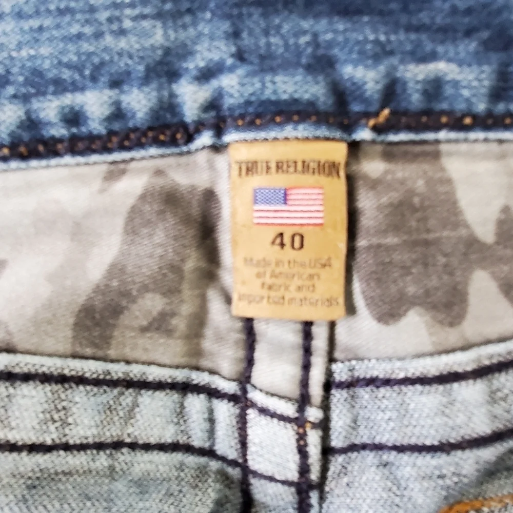 True Religion Geno Relaxed Slim Jeans Men's‎ Size 40 Button Flap Back Pockets